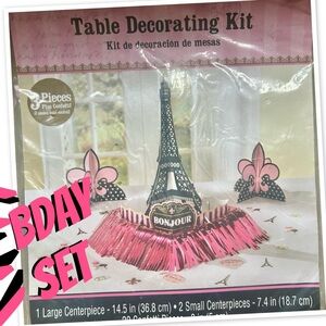 Paris Themed Table Decorating Kit - Pink and Black